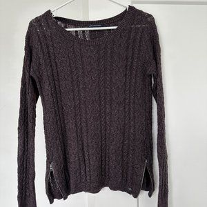 American Eagle Purple Cable-Knit Sweater